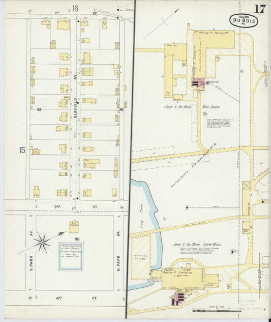 Sanborn Fire Insurance Map from Du Bois, Clearfield County, Pennsylvania (1896), Sheet #0017 - Historic Sanborn Fire Insurance Map Print, vintage old map wall art, antique decor, genealogy gift, Pennsylvania Pennsylvania map