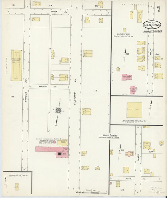 Sanborn Fire Insurance Map from Selins Grove, Snyder County, Pennsylvania (1913), Sheet #0007 - Historic Sanborn Fire Insurance Map Print, vintage old map wall art, antique decor, genealogy gift, Pennsylvania Pennsylvania map