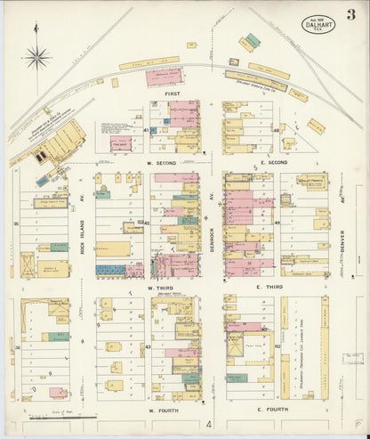 Sanborn Fire Insurance Map from Dalhart, Dallam And Hartley County, Texas (1908), Sheet #0003 - Historic Sanborn Fire Insurance Map Print, vintage old map wall art, antique decor, genealogy gift, Texas Texas map