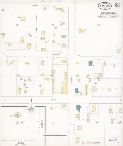 Sanborn Fire Insurance Map from Hanford, Kings County, California (1898), Sheet #0021 - Complete Map Set gallery image, historic Sanborn map, vintage wall art, California California