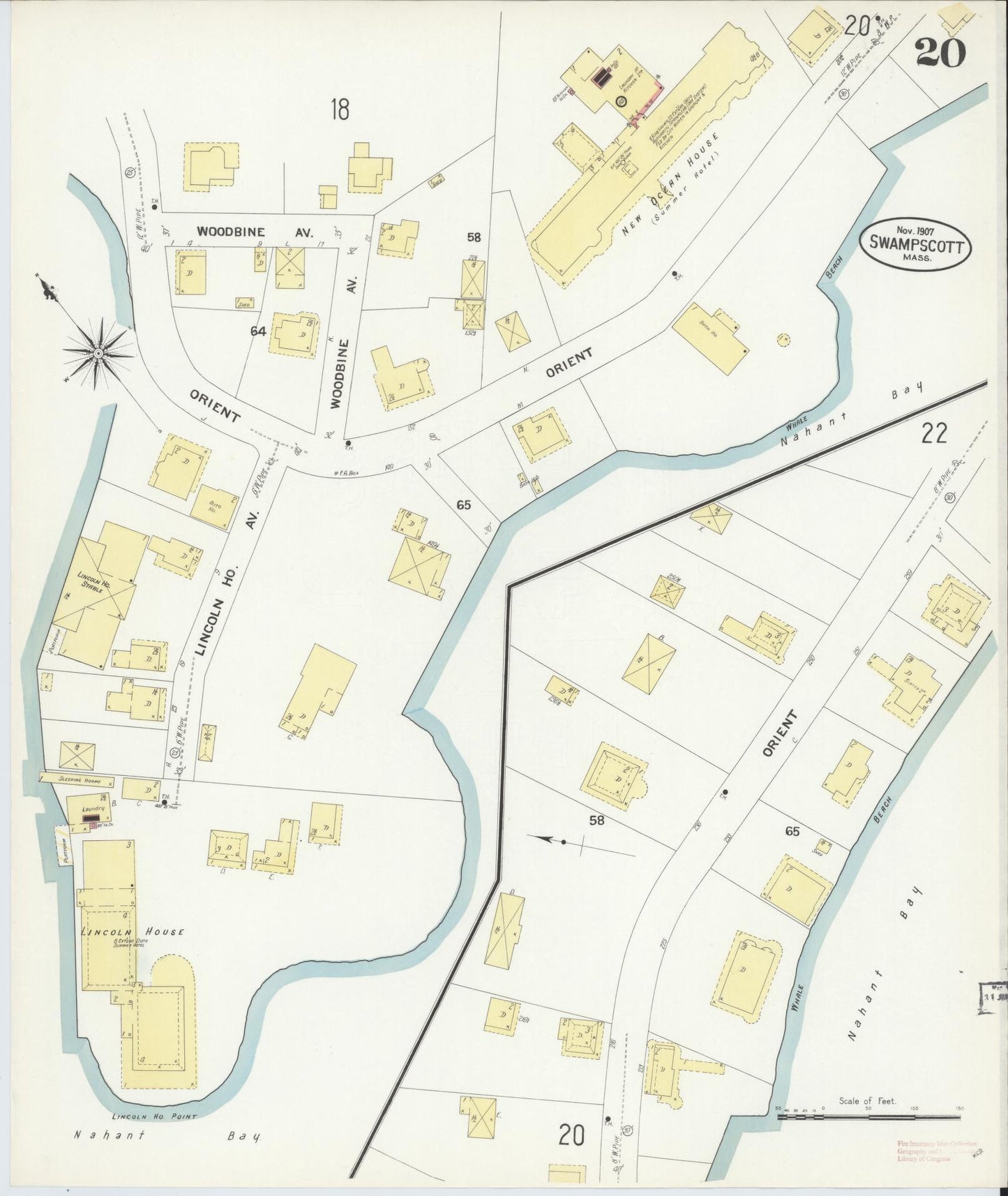 Sanborn Fire Insurance Map from Swampscott, Essex County, Massachusetts (1907), Sheet #0020 - Complete Map Set gallery image, historic Sanborn map, vintage wall art, Massachusetts Massachusetts