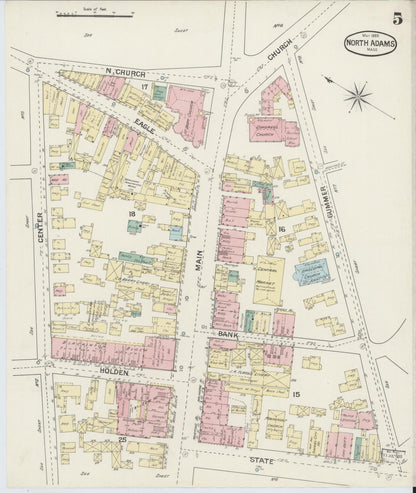 Sanborn Fire Insurance Map from North Adams, Berkshire County, Massachusetts (1888), Sheet #0005 - Complete Map Set gallery image, historic Sanborn map, vintage wall art, Massachusetts Massachusetts