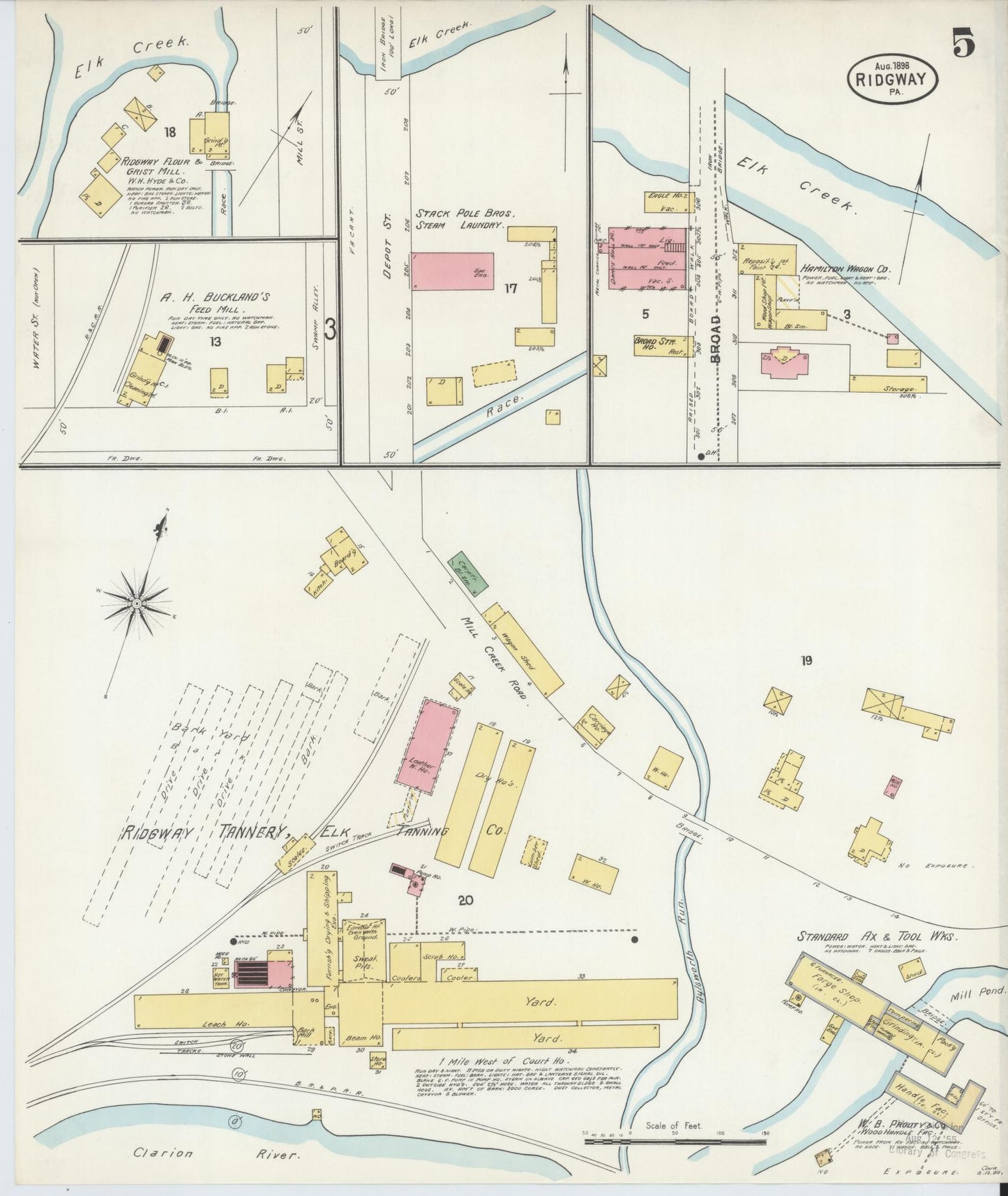 Sanborn Fire Insurance Map from Ridgway, Elk County, Pennsylvania (1898), Sheet #0005 - Complete Map Set gallery image, historic Sanborn map, vintage wall art, Pennsylvania Pennsylvania