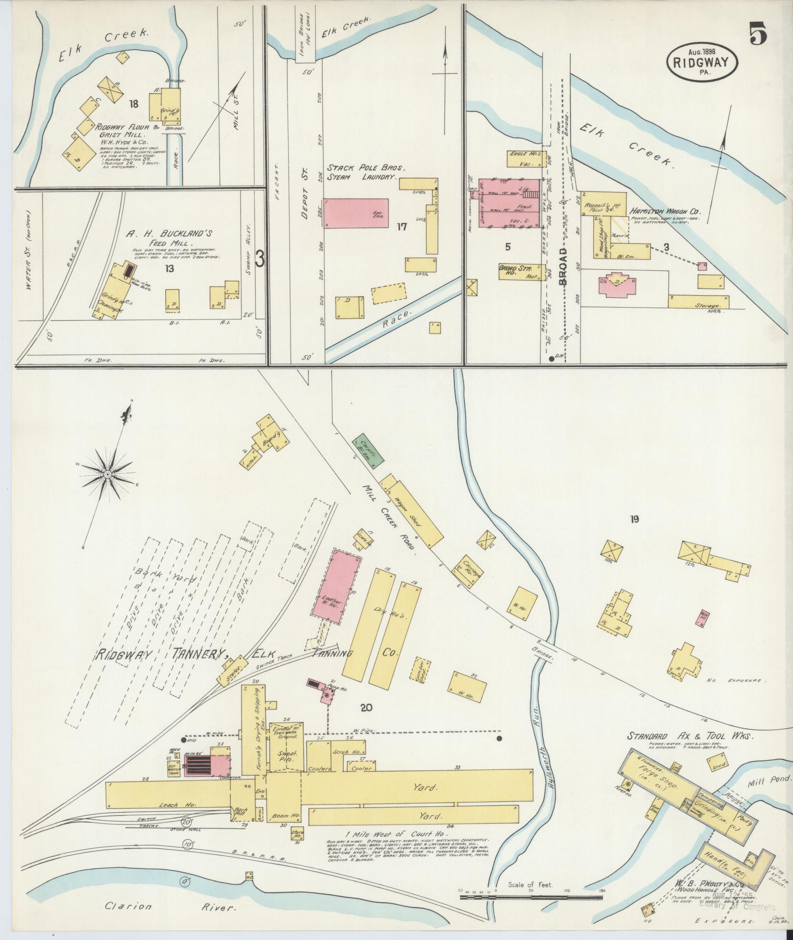 Sanborn Fire Insurance Map from Ridgway, Elk County, Pennsylvania (1898), Sheet #0005 - Complete Map Set gallery image, historic Sanborn map, vintage wall art, Pennsylvania Pennsylvania