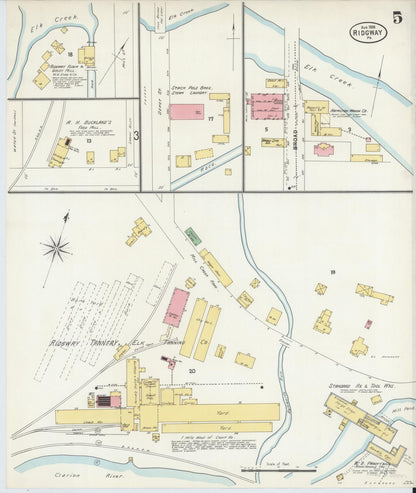 Sanborn Fire Insurance Map from Ridgway, Elk County, Pennsylvania (1898), Sheet #0005 - Complete Map Set gallery image, historic Sanborn map, vintage wall art, Pennsylvania Pennsylvania