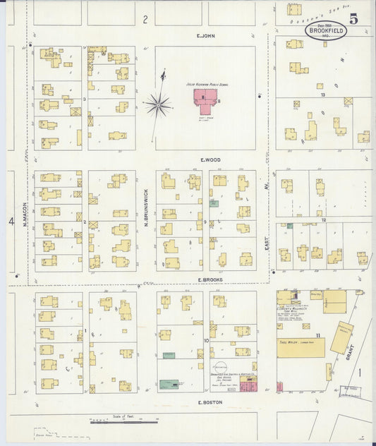 Sanborn Fire Insurance Map from Brookfield, Linn County, Missouri (1905), Sheet #0005 - Historic Sanborn Fire Insurance Map Print, vintage old map wall art, antique decor, genealogy gift, Missouri Missouri map
