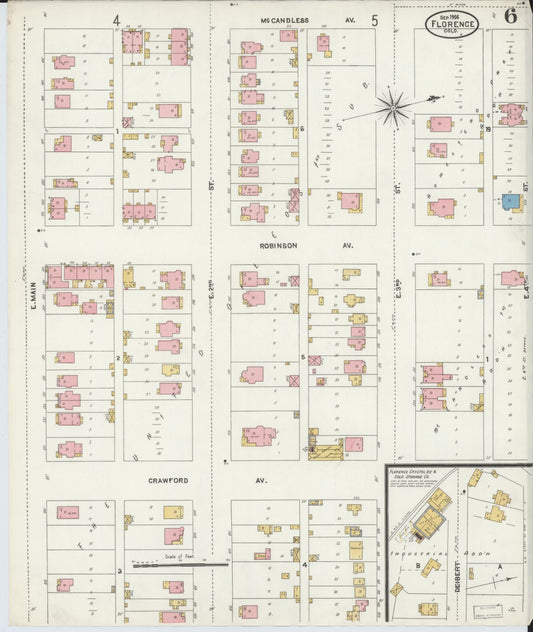 Sanborn Fire Insurance Map from Florence, Fremont County, Colorado (1906), Sheet #0006 - Historic Sanborn Fire Insurance Map Print, vintage old map wall art, antique decor, genealogy gift, Colorado Colorado map