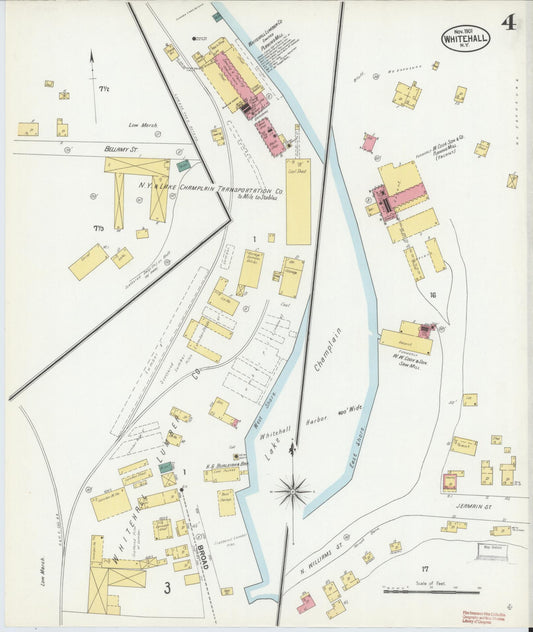 Sanborn Fire Insurance Map from Whitehall, Washington County, New York (1901), Sheet #0004 - Historic Sanborn Fire Insurance Map Print, vintage old map wall art, antique decor, genealogy gift, New York New York map