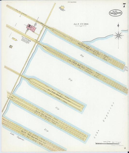 Sanborn Fire Insurance Map from Two Harbors, Lake County, Minnesota (1901), Sheet #0007 - Historic Sanborn Fire Insurance Map Print, vintage old map wall art, antique decor, genealogy gift, Minnesota Minnesota map
