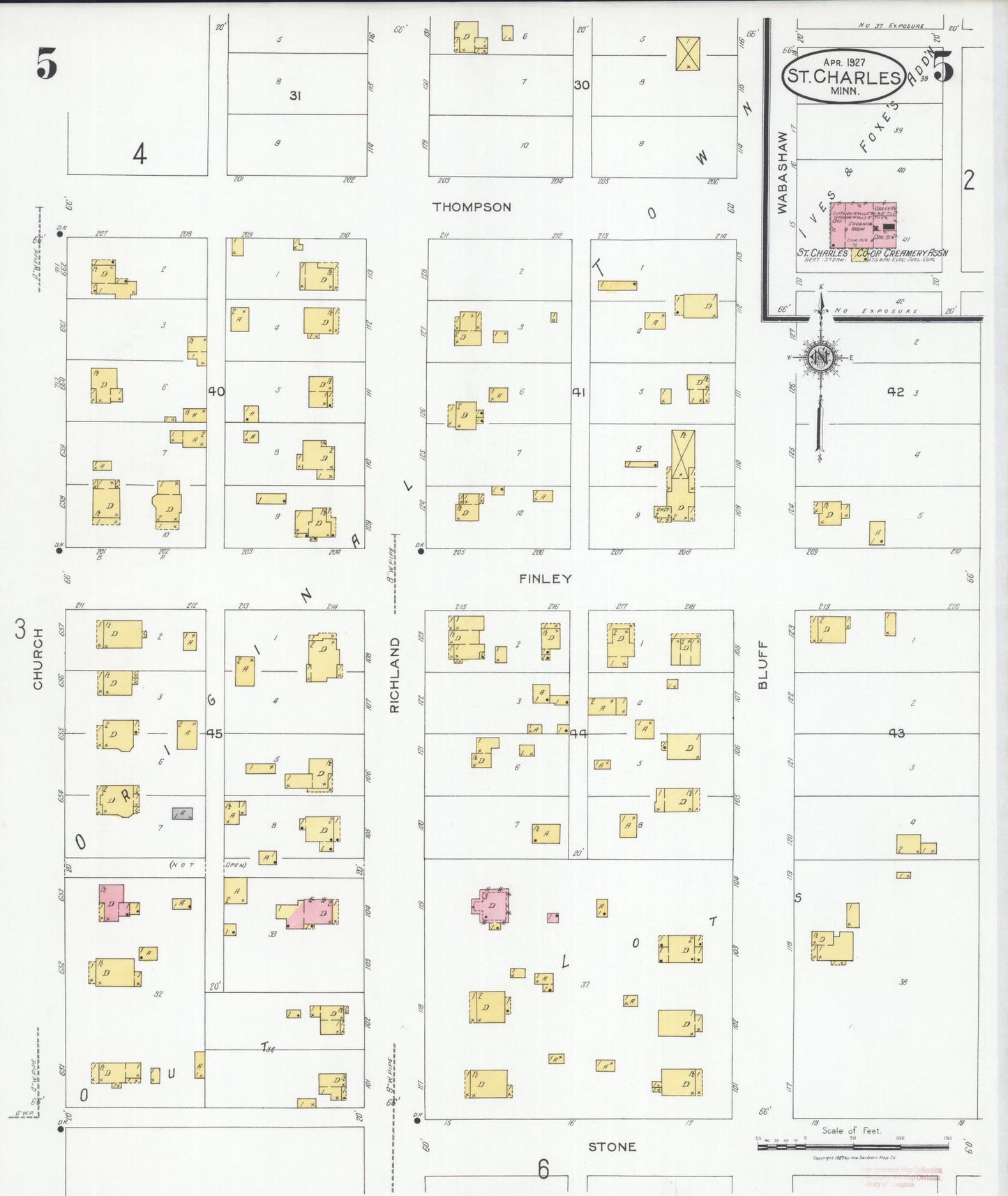 Sanborn Fire Insurance Map from Saint Charles, Winona County, Minnesota (1927), Sheet #0005 - Complete Map Set gallery image, historic Sanborn map, vintage wall art, Minnesota Minnesota