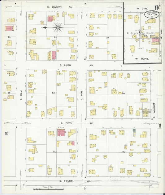 Sanborn Fire Insurance Map from Canton, Fulton County, Illinois (1909), Sheet #0009 - Historic Sanborn Fire Insurance Map Print, vintage old map wall art, antique decor, genealogy gift, Illinois Illinois map