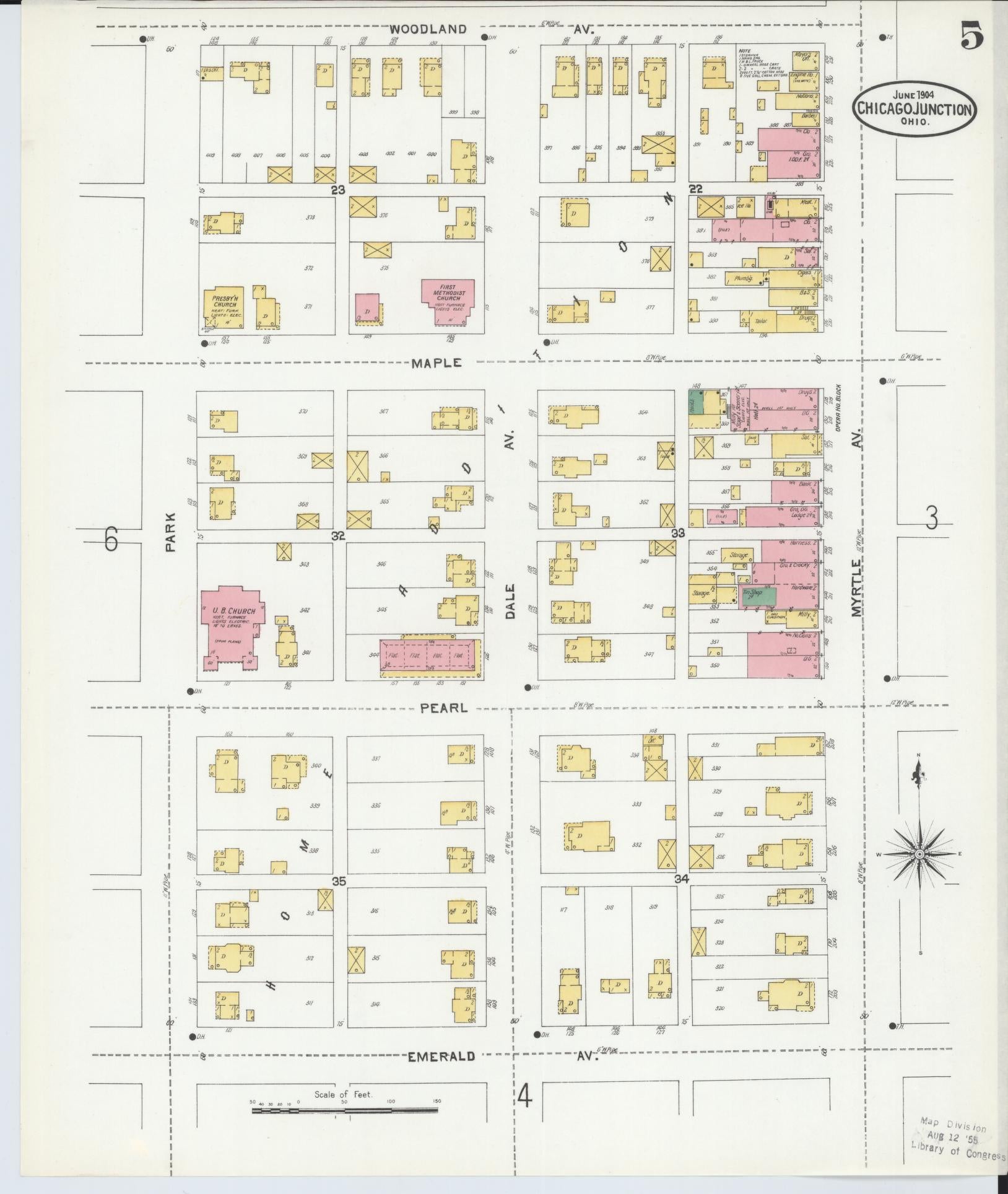 Sanborn Fire Insurance Map from Chicago Junction, Huron County, Ohio (1904), Sheet #0005 - Complete Map Set gallery image, historic Sanborn map, vintage wall art, Ohio Ohio