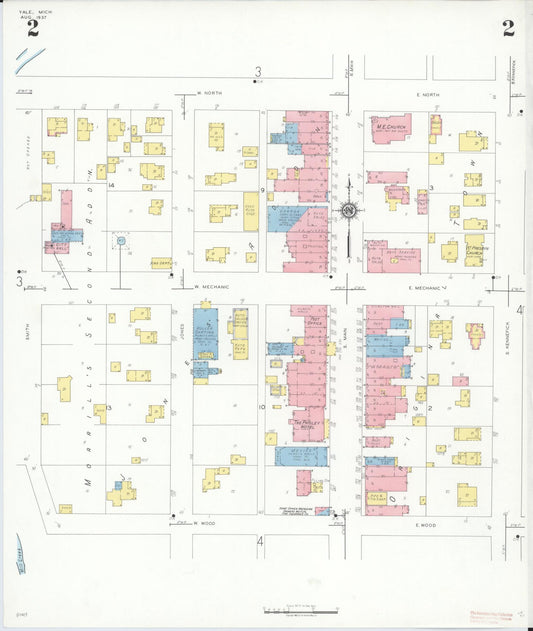 Sanborn Fire Insurance Map from Yale, Saint Clair County, Michigan (1937), Sheet #0002 - Historic Sanborn Fire Insurance Map Print, vintage old map wall art, antique decor, genealogy gift, Michigan Michigan map