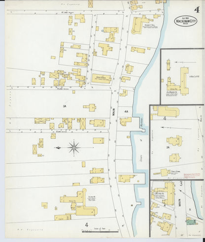 Sanborn Fire Insurance Map from Mackinaw City, Cheboygan County, Michigan (1900), Sheet #0004 - Historic Sanborn Fire Insurance Map Print, vintage old map wall art, antique decor, genealogy gift, Michigan Michigan map