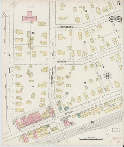 Sanborn Fire Insurance Map from Waverly, Tioga County, New York (1888), Sheet #0005 - Complete Map Set gallery image, historic Sanborn map, vintage wall art, New York New York