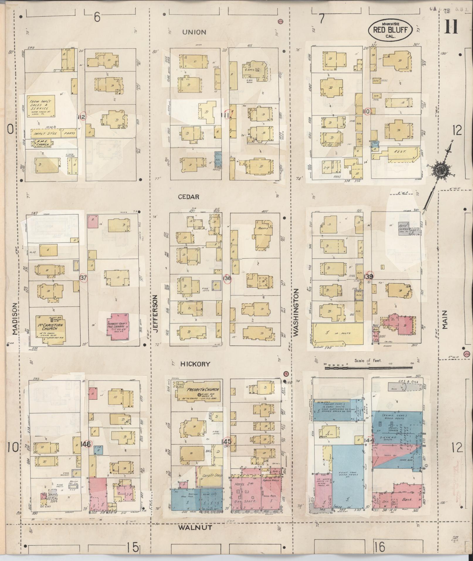Sanborn Fire Insurance Map from Red Bluff, Tehama County, California (1949), Sheet #0011 - Complete Map Set gallery image, historic Sanborn map, vintage wall art, California California