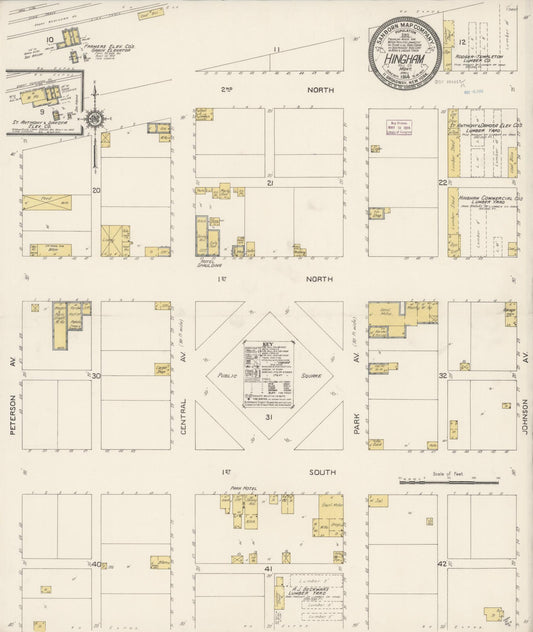 Sanborn Fire Insurance Map from Hingham, Hill County, Montana (1914), Sheet #0001 - Historic Sanborn Fire Insurance Map Print, vintage old map wall art, antique decor, genealogy gift, Montana Montana map
