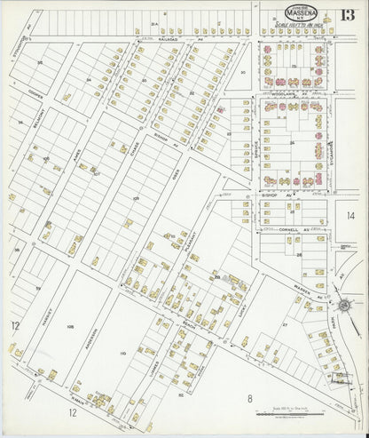 Sanborn Fire Insurance Map from Massena, St. Lawrence County, New York (1918), Sheet #0013 - Complete Map Set gallery image, historic Sanborn map, vintage wall art, New York New York