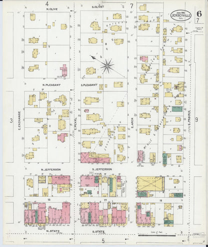 Sanborn Fire Insurance Map from Jerseyville, Jersey County, Illinois (1906), Sheet #0006 - Complete Map Set gallery image, historic Sanborn map, vintage wall art, Illinois Illinois