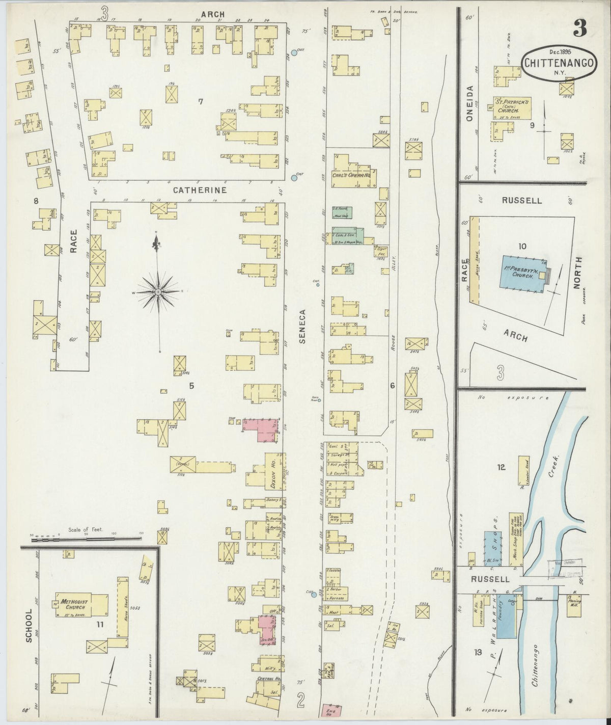 Sanborn Fire Insurance Map from Chittenango, Madison County, New York (1895), Sheet #0003 - Complete Map Set gallery image, historic Sanborn map, vintage wall art, New York New York