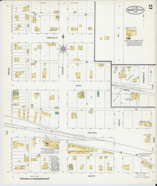 Sanborn Fire Insurance Map from Dodge Center, Dodge County, Minnesota (1904), Sheet #0002 - Historic Sanborn Fire Insurance Map Print, vintage old map wall art, antique decor, genealogy gift, Minnesota Minnesota map