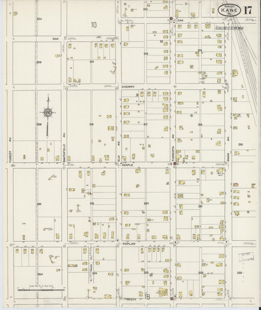 Sanborn Fire Insurance Map from Kane, McKean County, Pennsylvania (1915), Sheet #0017 - Historic Sanborn Fire Insurance Map Print, vintage old map wall art, antique decor, genealogy gift, Pennsylvania Pennsylvania map