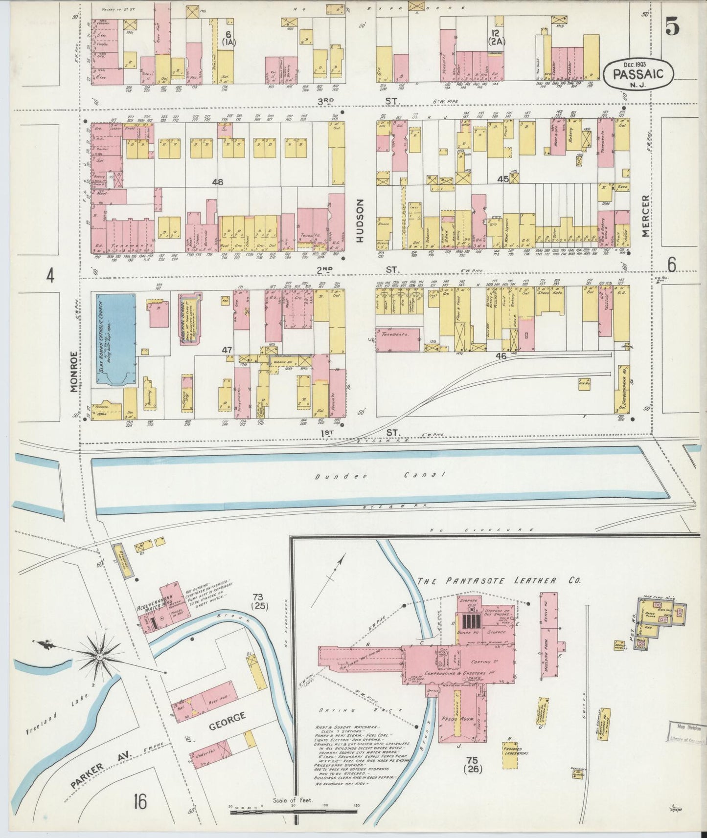 Sanborn Fire Insurance Map from Passaic, Passaic County, New Jersey (1903), Sheet #0005 - Complete Map Set gallery image, historic Sanborn map, vintage wall art, New Jersey New Jersey