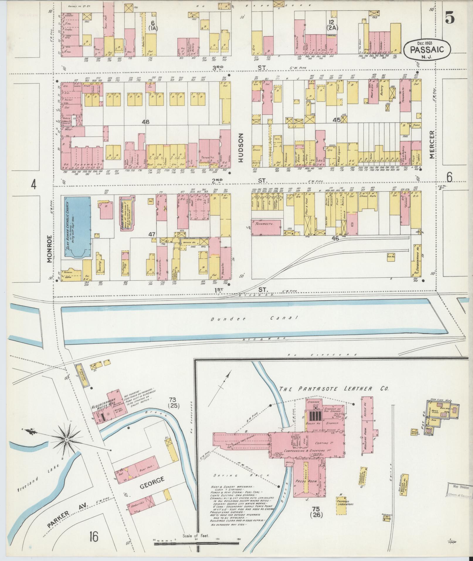 Sanborn Fire Insurance Map from Passaic, Passaic County, New Jersey (1903), Sheet #0005 - Complete Map Set gallery image, historic Sanborn map, vintage wall art, New Jersey New Jersey