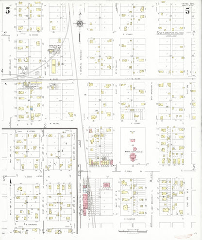 Sanborn Fire Insurance Map from Onawa, Monona County, Iowa (1934), Sheet #0005 - Historic Sanborn Fire Insurance Map Print, vintage old map wall art