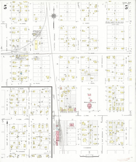 Sanborn Fire Insurance Map from Onawa, Monona County, Iowa (1934), Sheet #0005 - Historic Sanborn Fire Insurance Map Print, vintage old map wall art