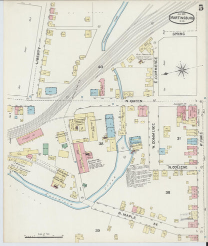 Sanborn Fire Insurance Map from Martinsburg, Berkeley County, West Virginia (1891), Sheet #0005 - Complete Map Set gallery image, historic Sanborn map, vintage wall art, West Virginia West Virginia