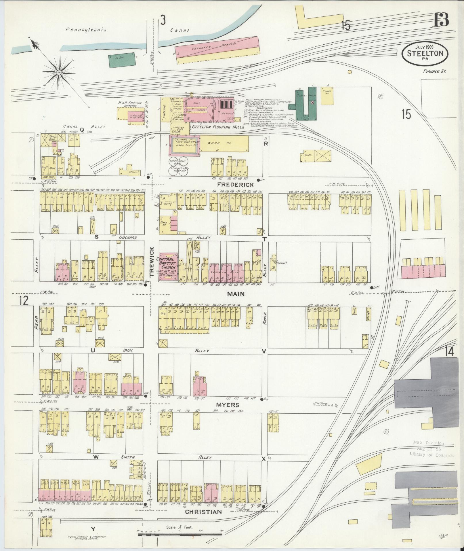 Sanborn Fire Insurance Map from Steelton, Dauphin County, Pennsylvania (1909), Sheet #0013 - Complete Map Set gallery image, historic Sanborn map, vintage wall art, Pennsylvania Pennsylvania
