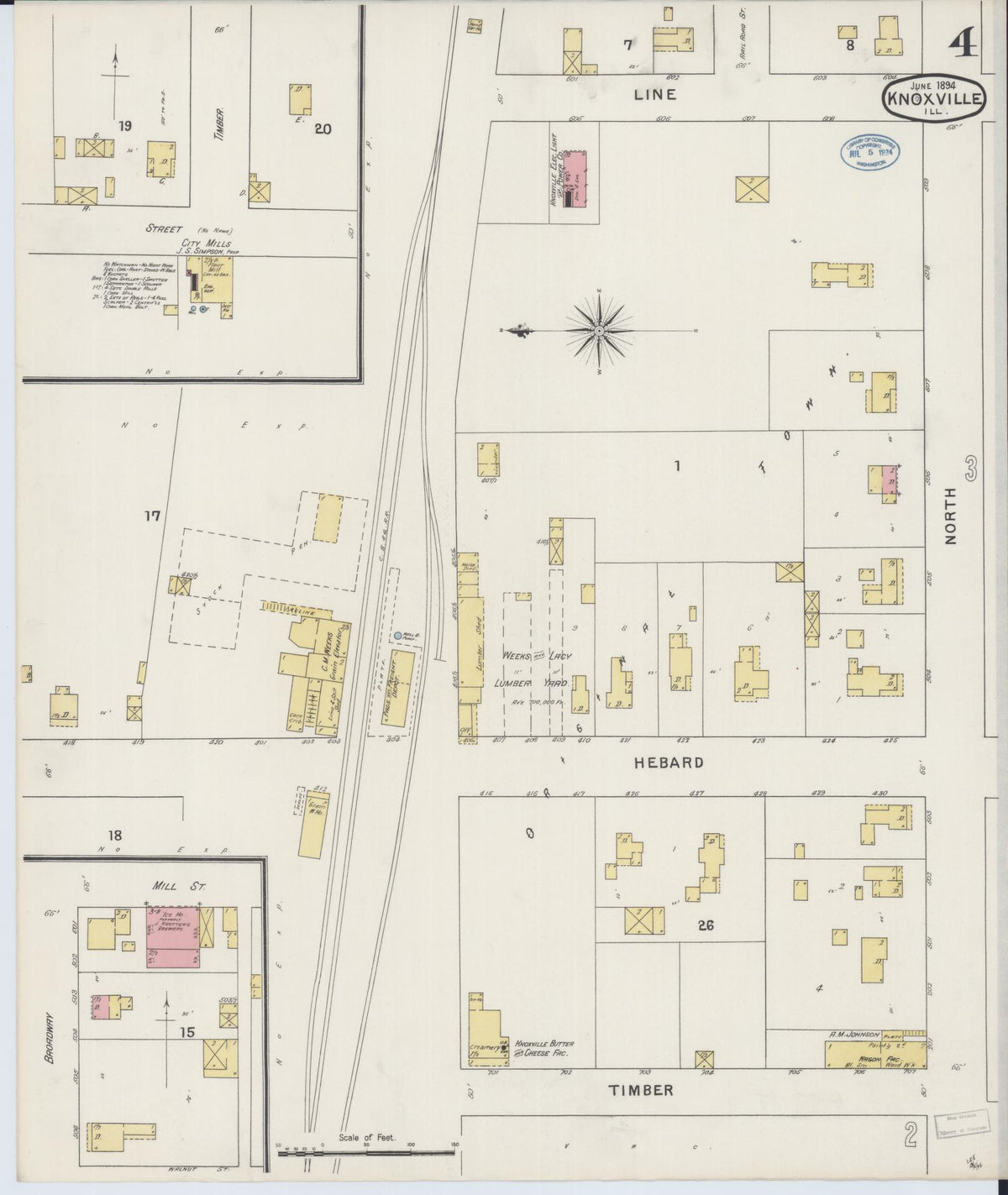 Sanborn Fire Insurance Map from Knoxville, Knox County, Illinois (1894), Sheet #0004 - Complete Map Set gallery image, historic Sanborn map, vintage wall art, Illinois Illinois