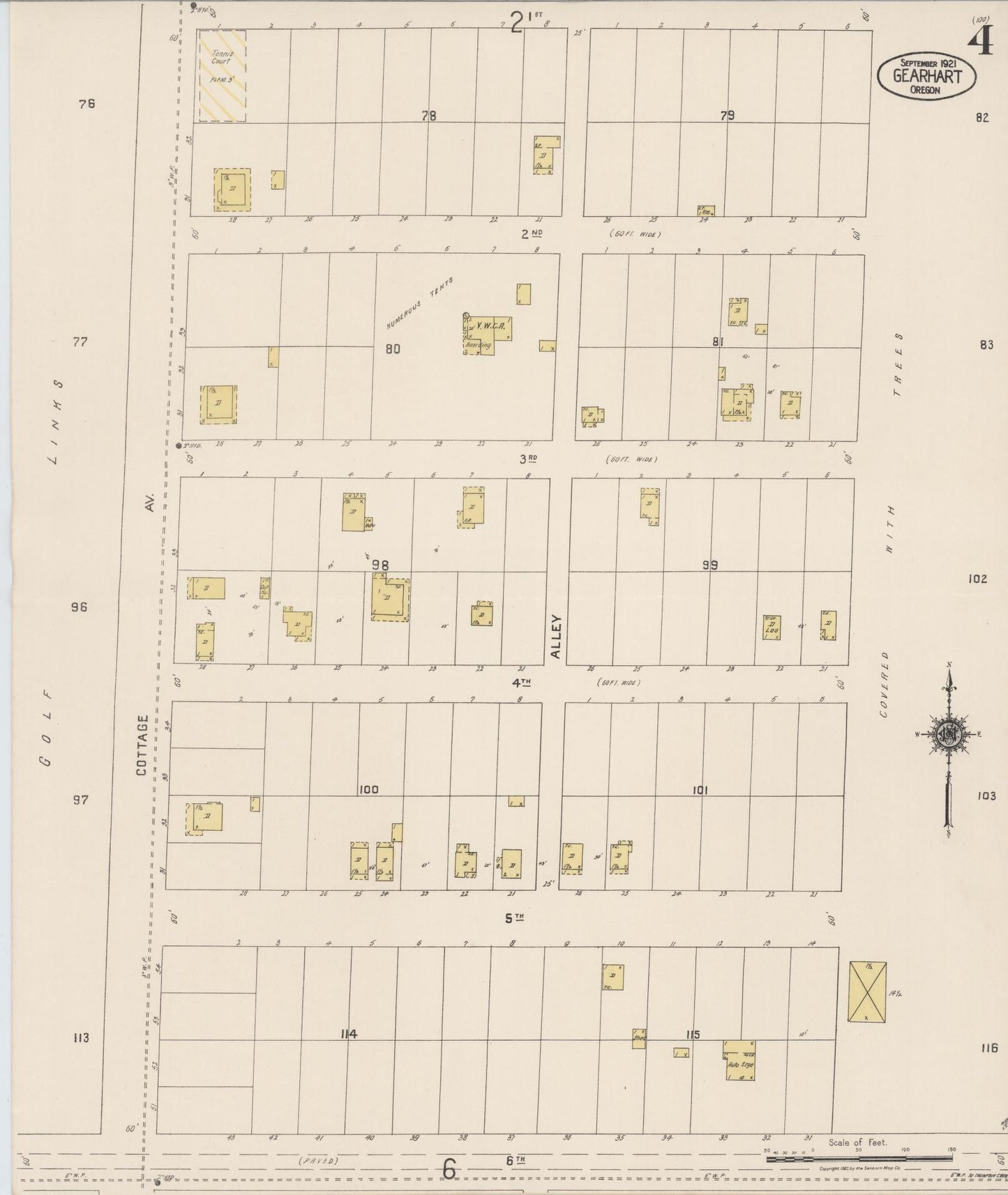 Sanborn Fire Insurance Map from Gearhart, Clatsop County, Oregon (1921), Sheet #0004 - Complete Map Set gallery image, historic Sanborn map, vintage wall art, Oregon Oregon