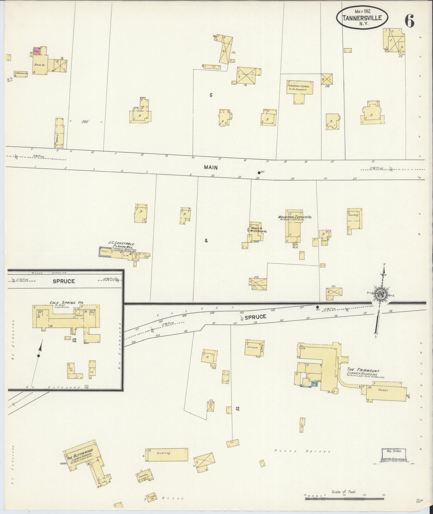 Sanborn Fire Insurance Map from Tannersville, Greene County, New York (1912), Sheet #0006 - Complete Map Set gallery image, historic Sanborn map, vintage wall art, New York New York