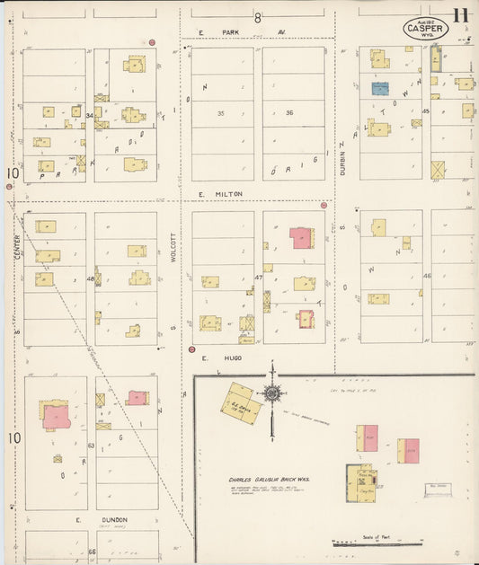 Sanborn Fire Insurance Map from Casper, Natrona County, Wyoming (1912), Sheet #0011 - Historic Sanborn Fire Insurance Map Print, vintage old map wall art, antique decor, genealogy gift, Wyoming Wyoming map
