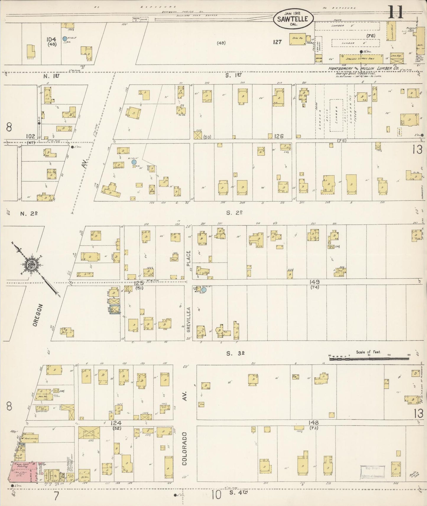 Sanborn Fire Insurance Map from Sawtelle, Los Angeles County, California (1912), Sheet #0011 - Complete Map Set gallery image, historic Sanborn map, vintage wall art, California California