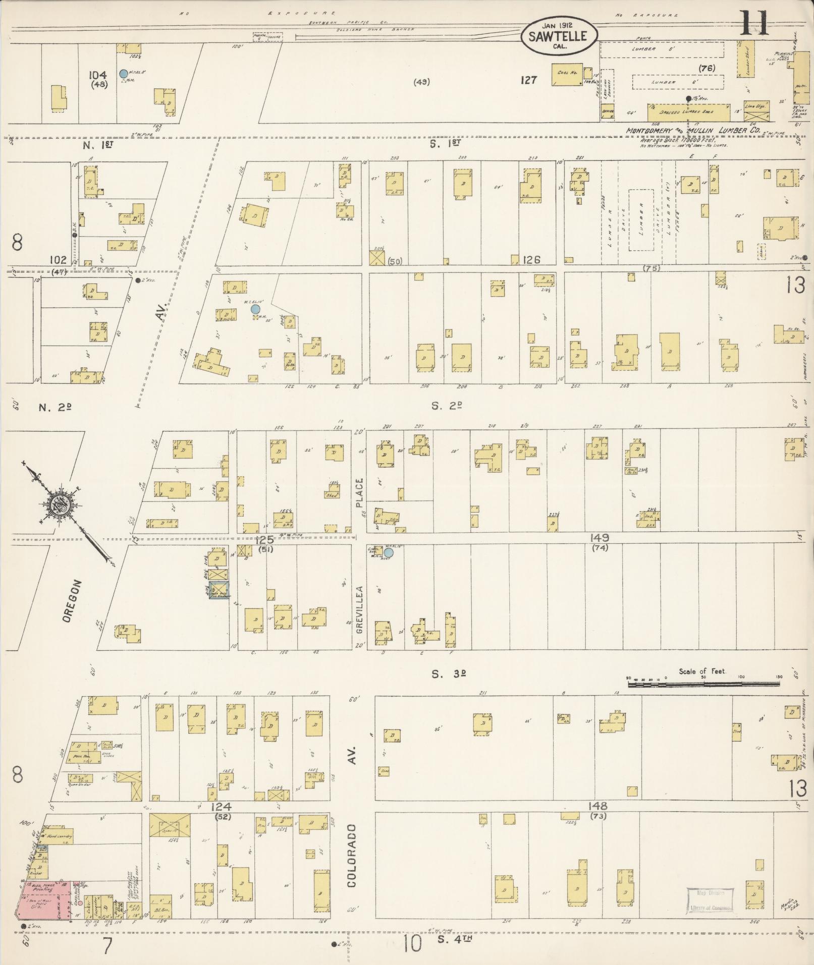 Sanborn Fire Insurance Map from Sawtelle, Los Angeles County, California (1912), Sheet #0011 - Complete Map Set gallery image, historic Sanborn map, vintage wall art, California California