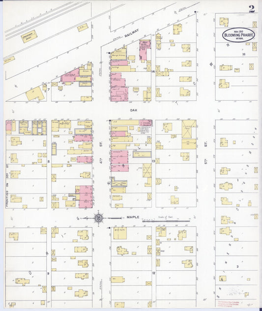 Sanborn Fire Insurance Map from Blooming Prairie, Steele County, Minnesota (1910), Sheet #0002 - Historic Sanborn Fire Insurance Map Print, vintage old map wall art, antique decor, genealogy gift, Minnesota Minnesota map