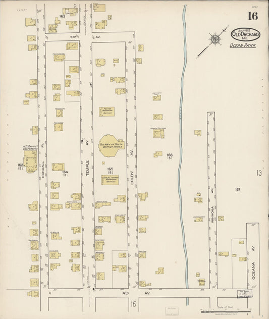 Sanborn Fire Insurance Map from Old Orchard, York County, Maine (1922), Sheet #0016 - Historic Sanborn Fire Insurance Map Print, vintage old map wall art, antique decor, genealogy gift, Maine Maine map