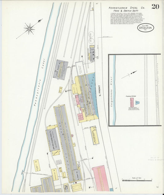 Sanborn Fire Insurance Map from Steelton, Dauphin County, Pennsylvania (1909), Sheet #0020 - Historic Sanborn Fire Insurance Map Print, vintage old map wall art, antique decor, genealogy gift, Pennsylvania Pennsylvania map