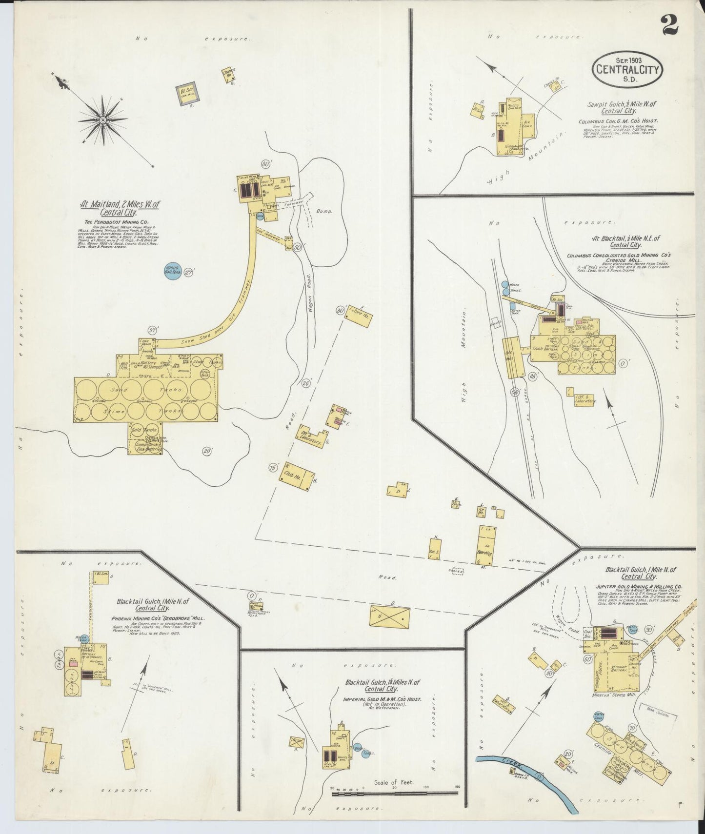 Sanborn Fire Insurance Map from Central City, Lawrence County, South Dakota (1903), Sheet #0002 - Complete Map Set gallery image, historic Sanborn map, vintage wall art, South Dakota South Dakota