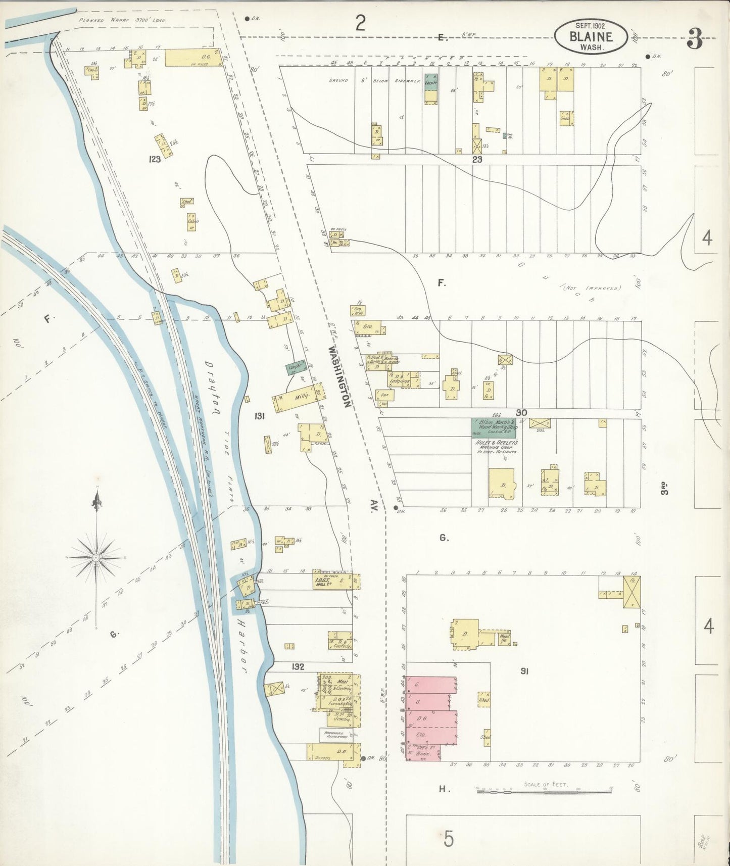 Sanborn Fire Insurance Map from Blaine, Whatcom County, Washington (1902), Sheet #0003 - Historic Sanborn Fire Insurance Map Print, vintage old map wall art, antique decor, genealogy gift, Washington Washington map