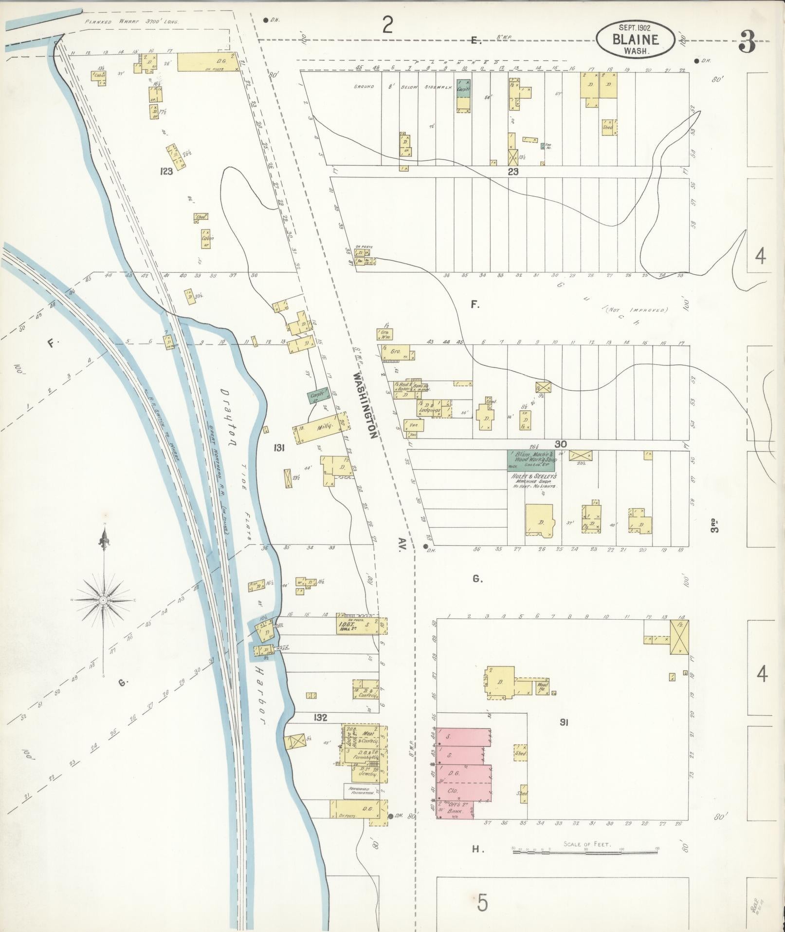 Sanborn Fire Insurance Map from Blaine, Whatcom County, Washington (1902), Sheet #0003 - Historic Sanborn Fire Insurance Map Print, vintage old map wall art, antique decor, genealogy gift, Washington Washington map