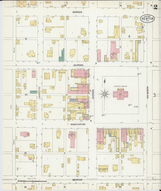 Sanborn Fire Insurance Map from Newton, Jasper County, Illinois (1902), Sheet #0002 - Historic Sanborn Fire Insurance Map Print, vintage old map wall art, antique decor, genealogy gift, Illinois Illinois map