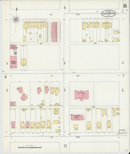 Sanborn Fire Insurance Map from Huntington, Cabell County, West Virginia (1898), Sheet #0008 - Complete Map Set gallery image, historic Sanborn map, vintage wall art, West Virginia West Virginia