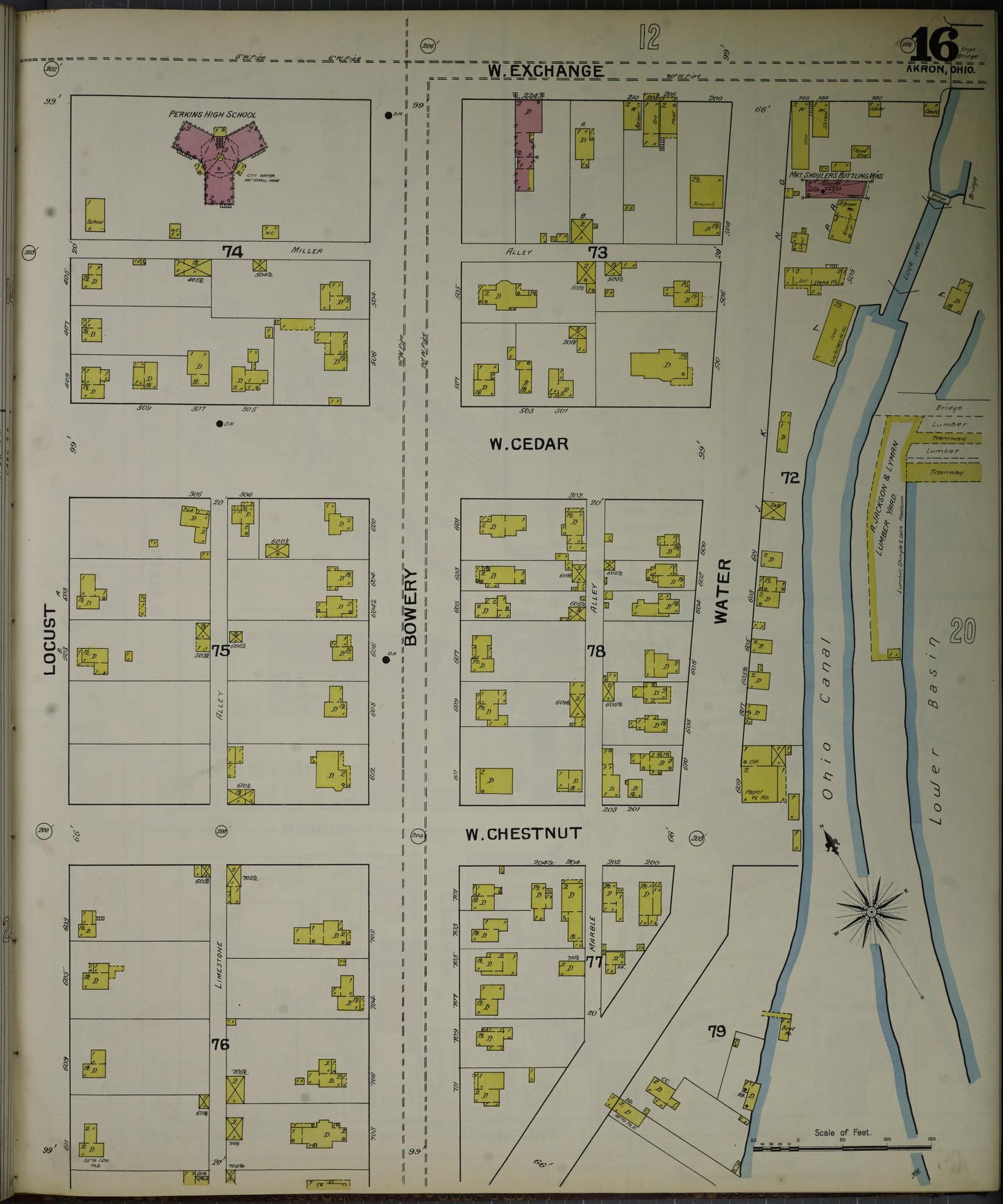Sanborn Fire Insurance Map from Akron, Summit County, Ohio (1892), Sheet #0016 - Complete Map Set gallery image, historic Sanborn map, vintage wall art, Ohio Ohio