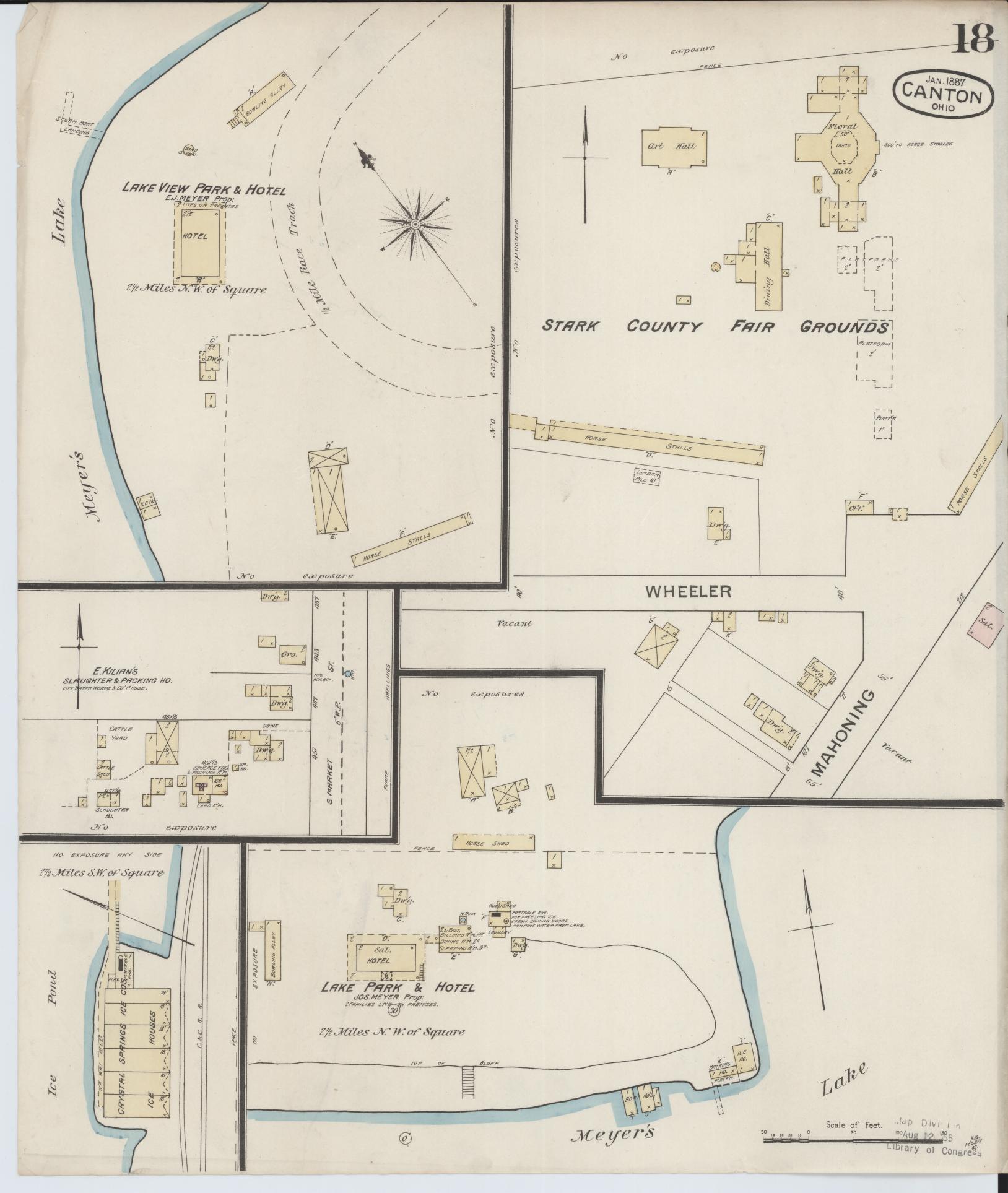 Sanborn Fire Insurance Map from Canton, Stark County, Ohio (1887), Sheet #0018 - Historic Sanborn Fire Insurance Map Print, vintage old map wall art, antique decor, genealogy gift, Ohio Ohio map