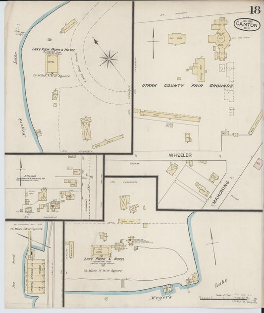 Sanborn Fire Insurance Map from Canton, Stark County, Ohio (1887), Sheet #0018 - Historic Sanborn Fire Insurance Map Print, vintage old map wall art, antique decor, genealogy gift, Ohio Ohio map