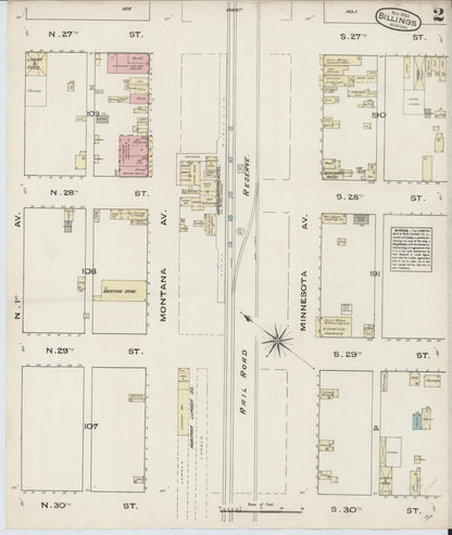 Sanborn Fire Insurance Map from Billings, Yellowstone County, Montana (1884), Sheet #0002 - Complete Map Set gallery image, historic Sanborn map, vintage wall art, Montana Montana